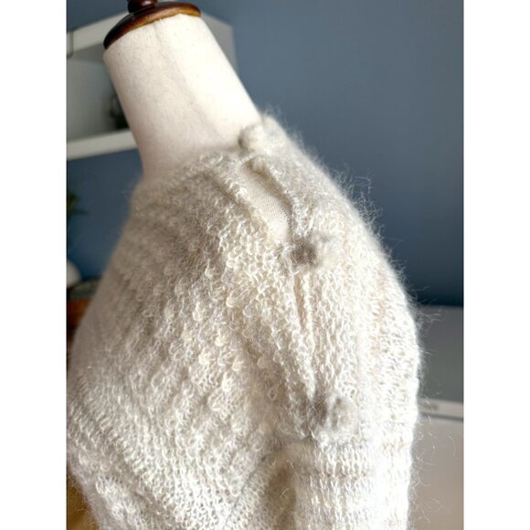 Vintage 80’s Bernard Perris Paris Wool Knit Sweater Size S Cream Grey - Picture 5 of 6